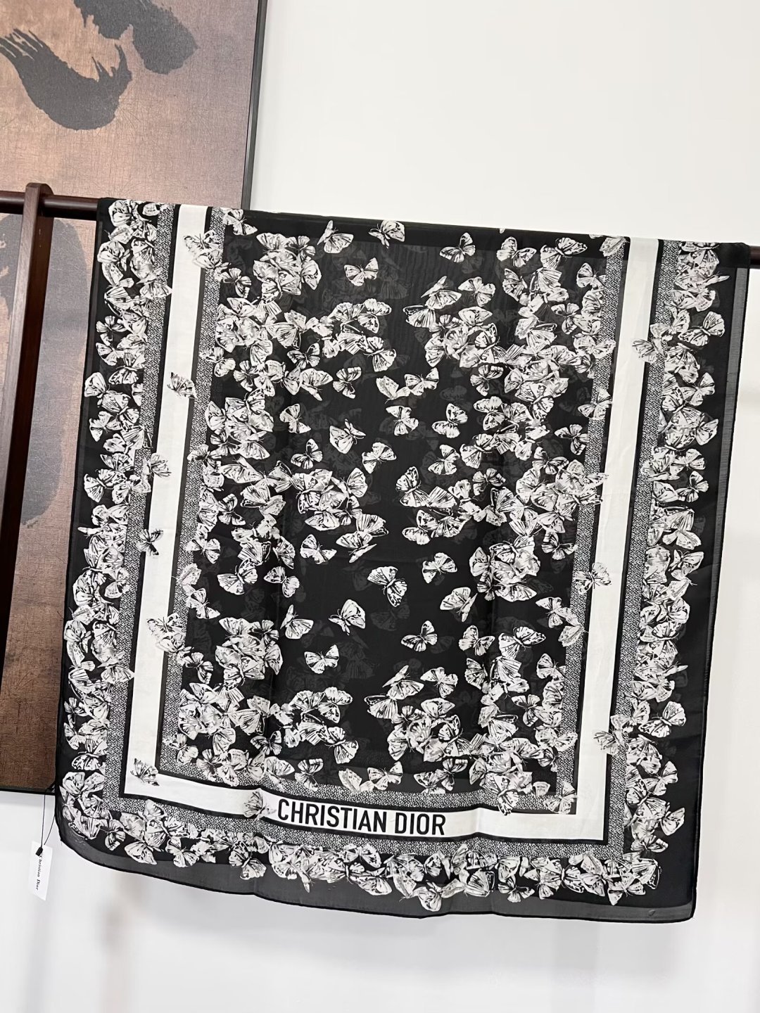 Dior Floral Print Scarf Black 90 x 180 cm product images