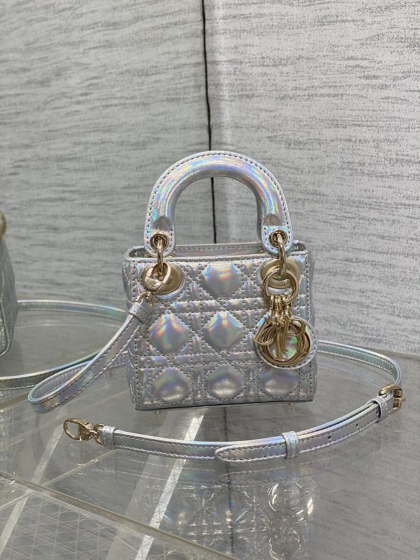 Lady Dior Mini Bag Holographic Silver