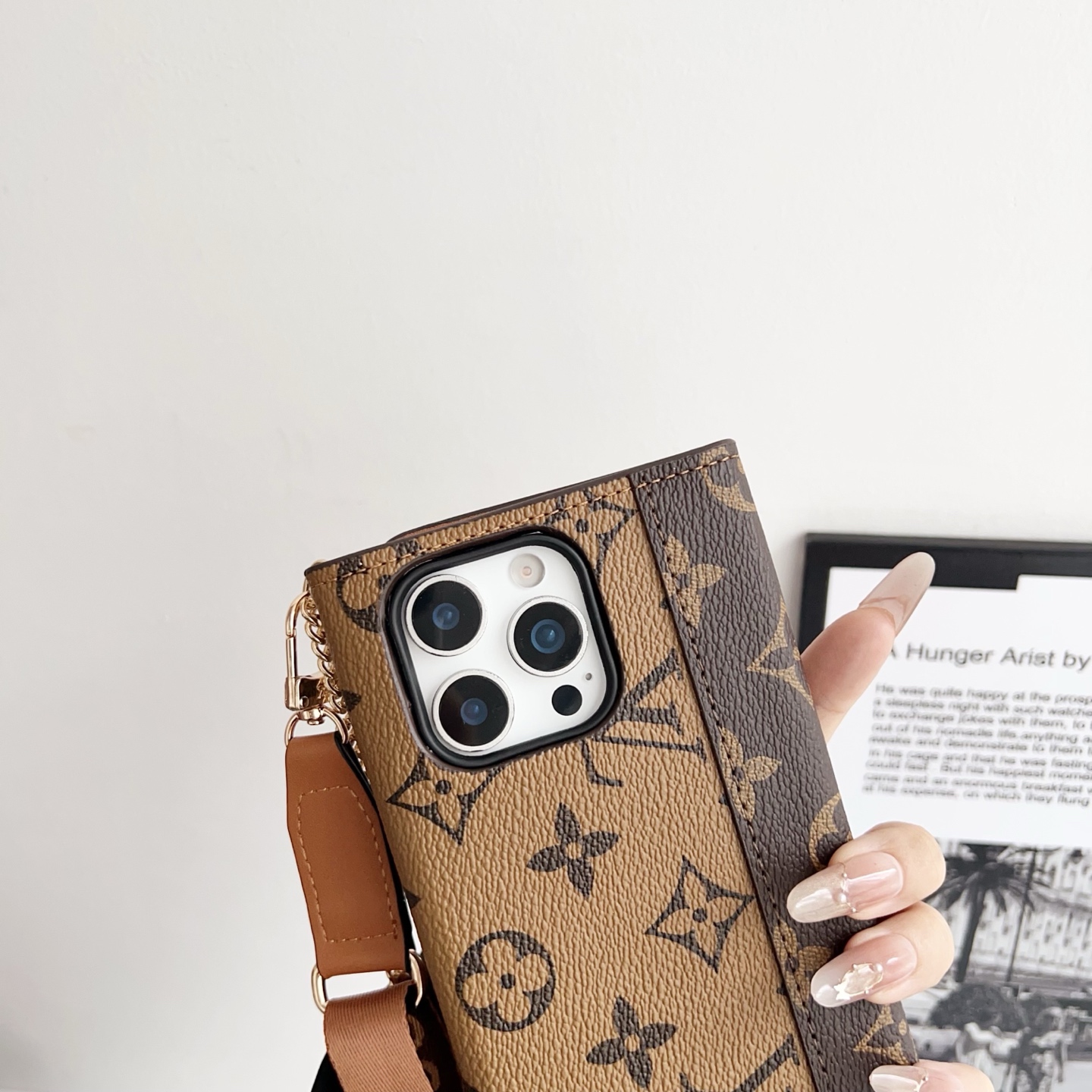 LV & Gucci Monogram Flip Phone Wallet Mini Crossbody Shoulder Bag With Card Slots