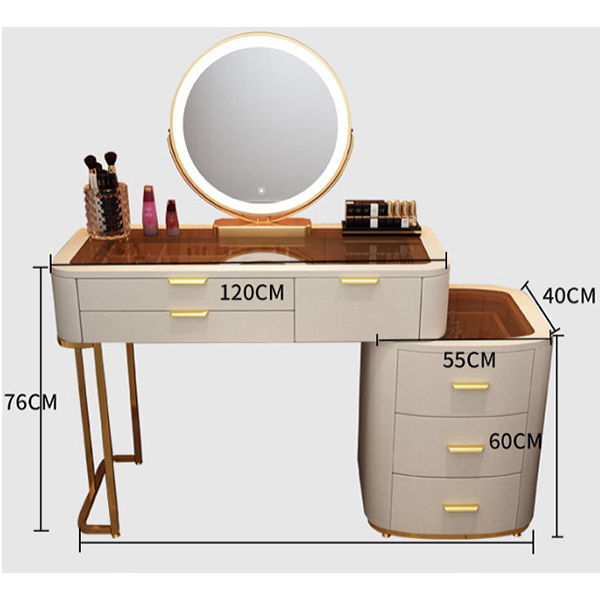 Vanity Desk with Mirror & Lights Glass Dressing Table
