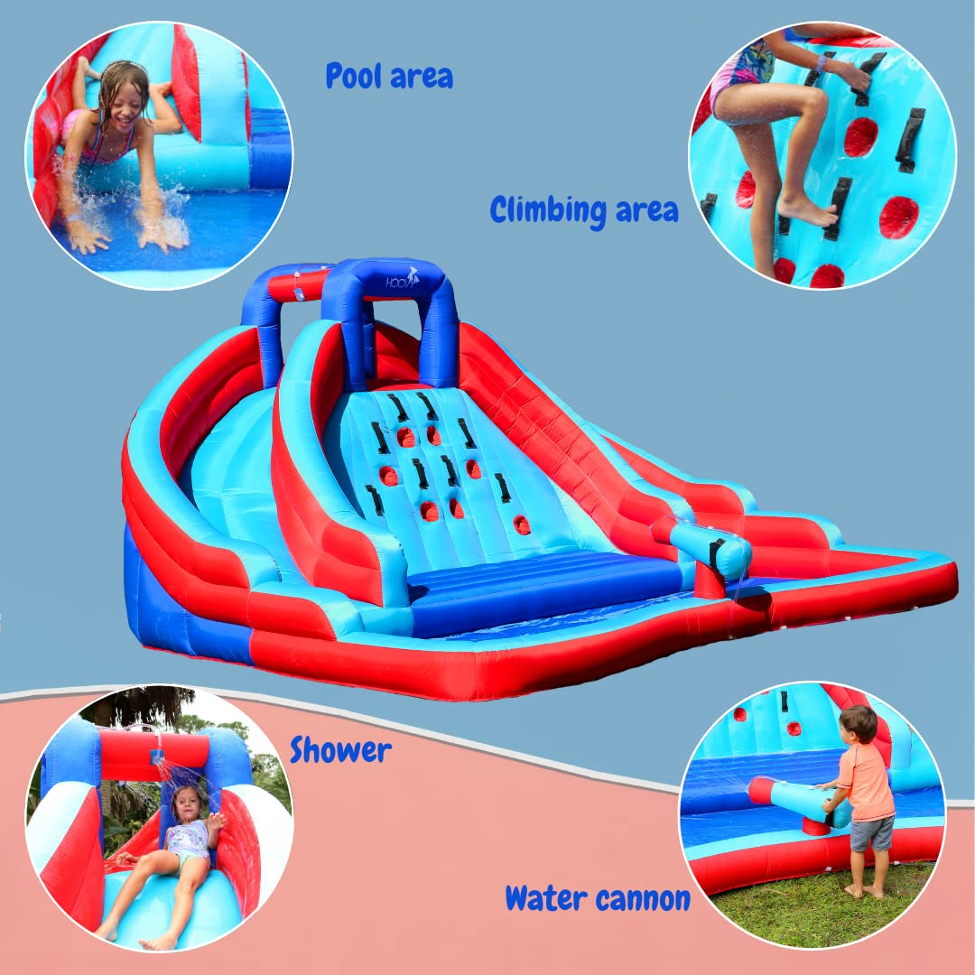 Double Water Slide with Climbing Wall 6.5x13x11 FT Inflatable