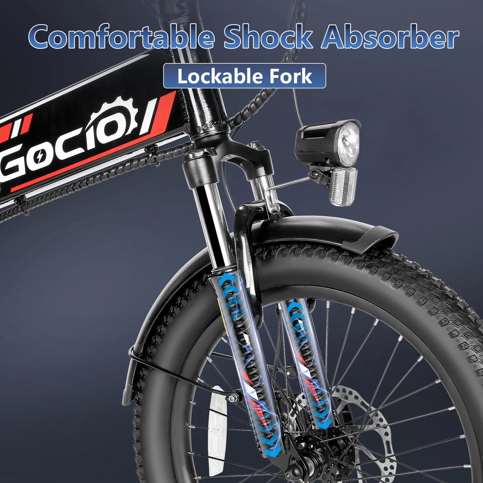 Gocio 20in Folding Electric Mountain Bike, 750W Peak, 48V 375Wh