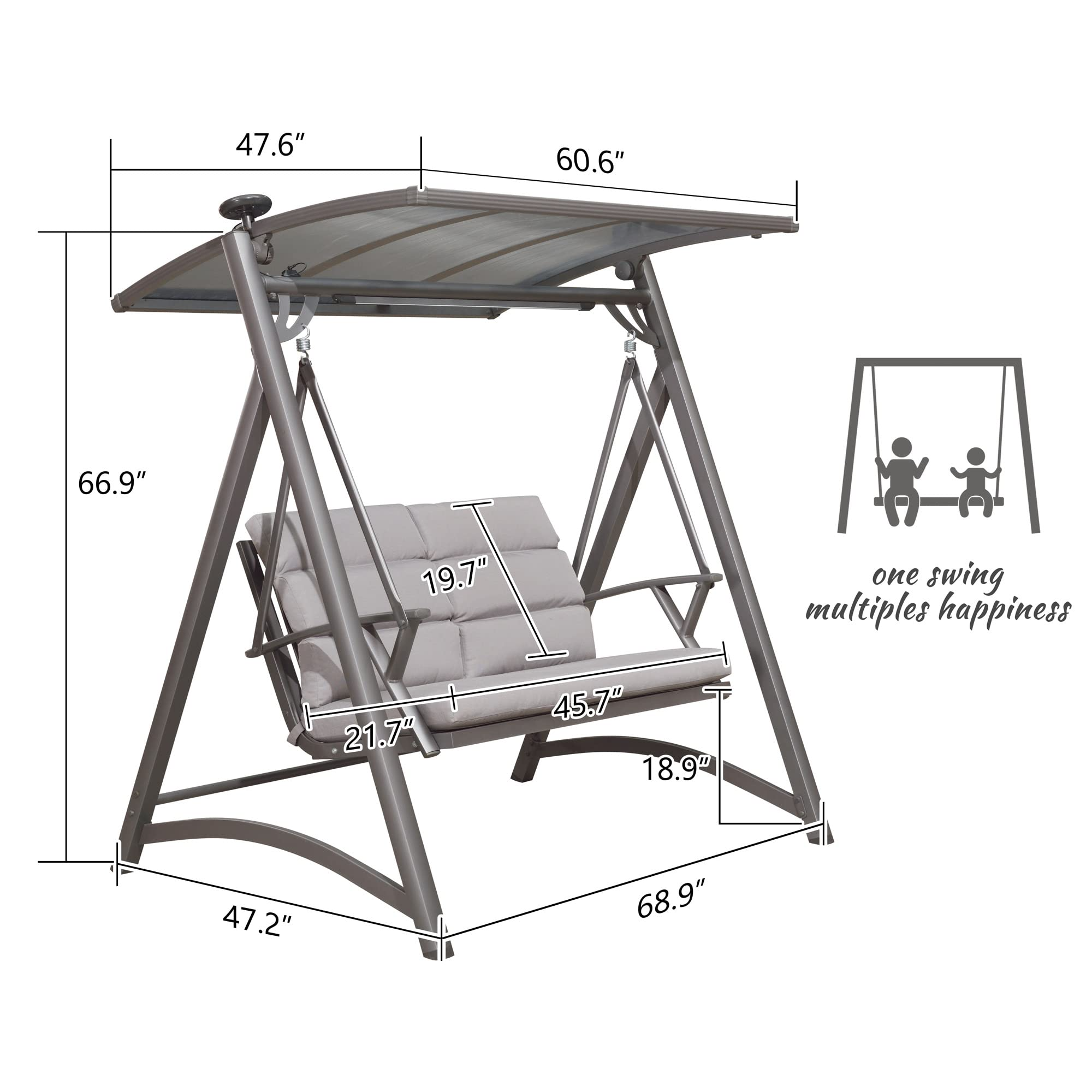 Modern Patio Swing Chair with Canopy 2 Person Yard Hammock Swing