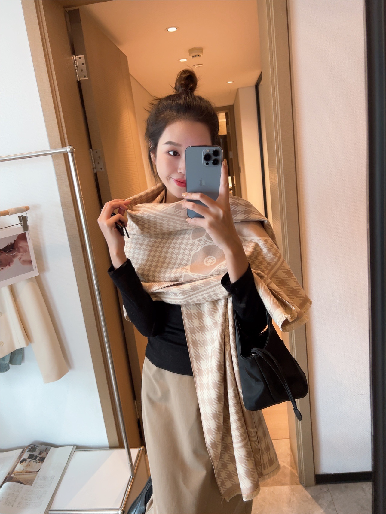 Dior Oblique Cashmere Shawl Orange and Beige