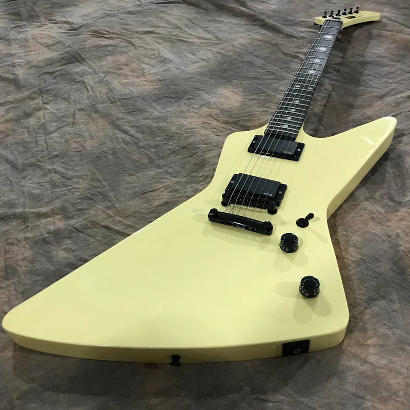 Cream Yellow Electric Guitar China EMG Pickups EET FUK Inlay Grover Tuners Top