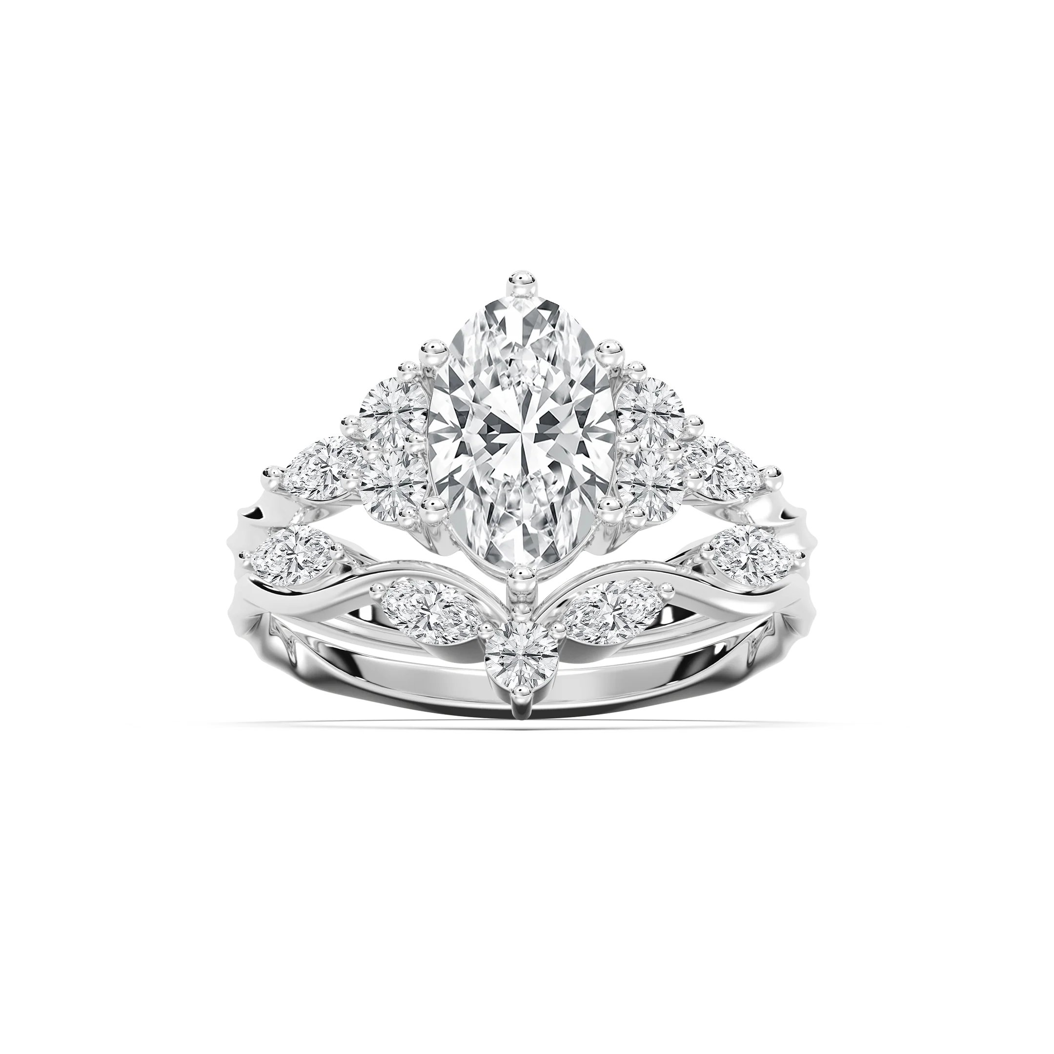 Maura 2 ¼ ctw Oval Lab Grown Diamond Nature Inspired Vine Motif Wedding Set