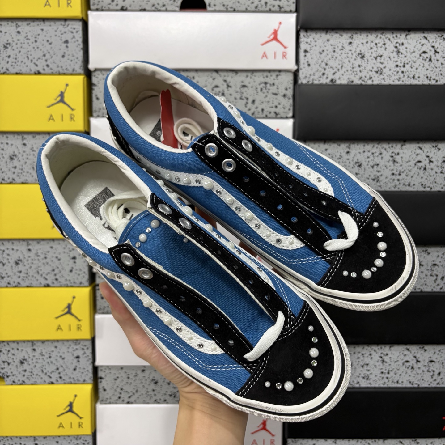 Vans Old Skool Navy White Vintage Pearl Stud