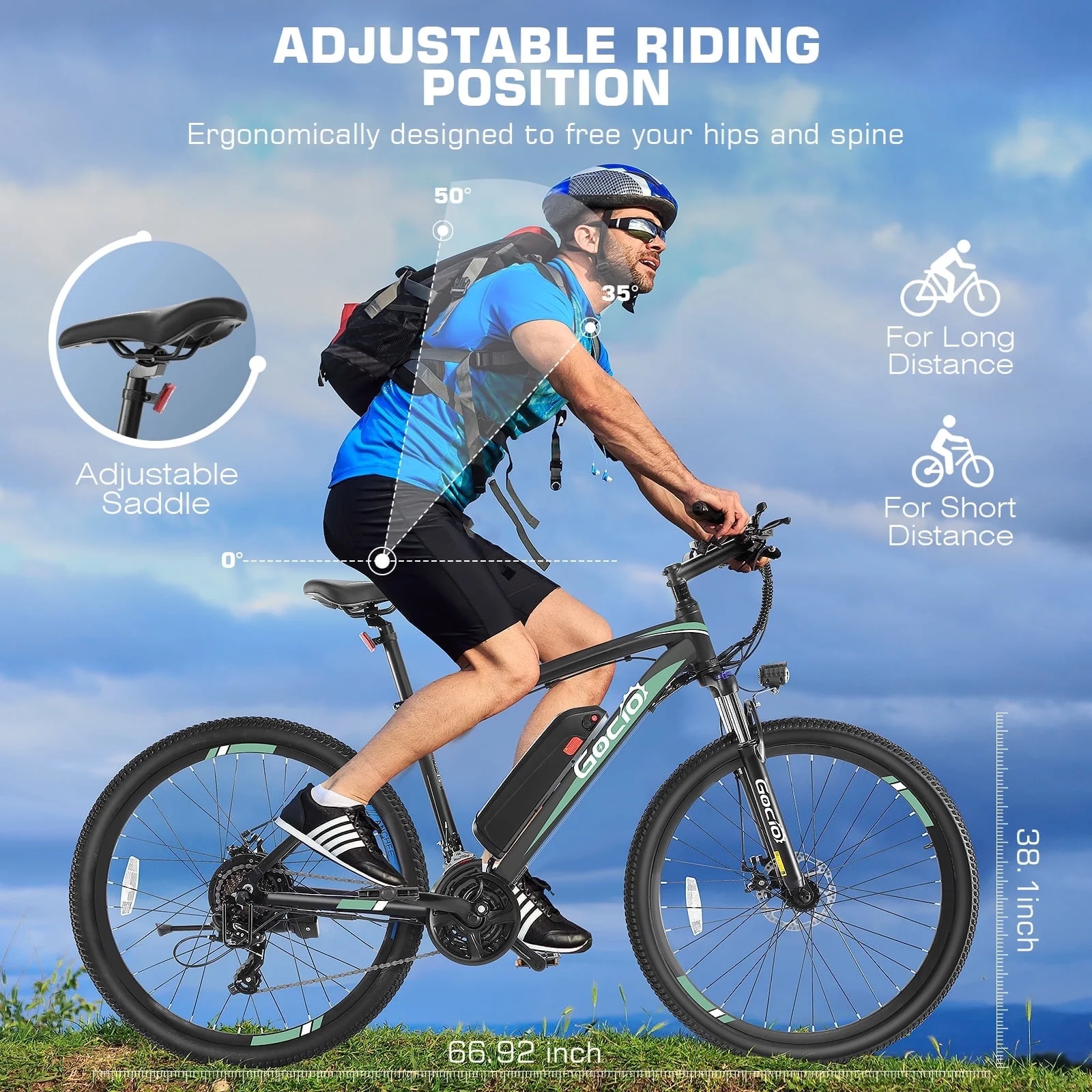 Gocio 27.5in Electric Mountain Bike, 750W Peak, 48V 10.4Ah
