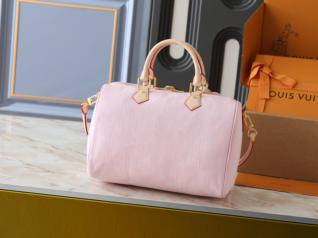 Louis Vuitton Speedy30 Bandoulière Monogram Jacquard Denim Pink