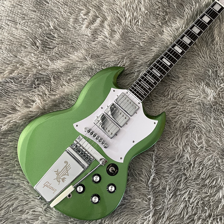 Top SG Electric Guitar Metallic Green KIRK DOUGLAS Tremolo Bridge Chrome