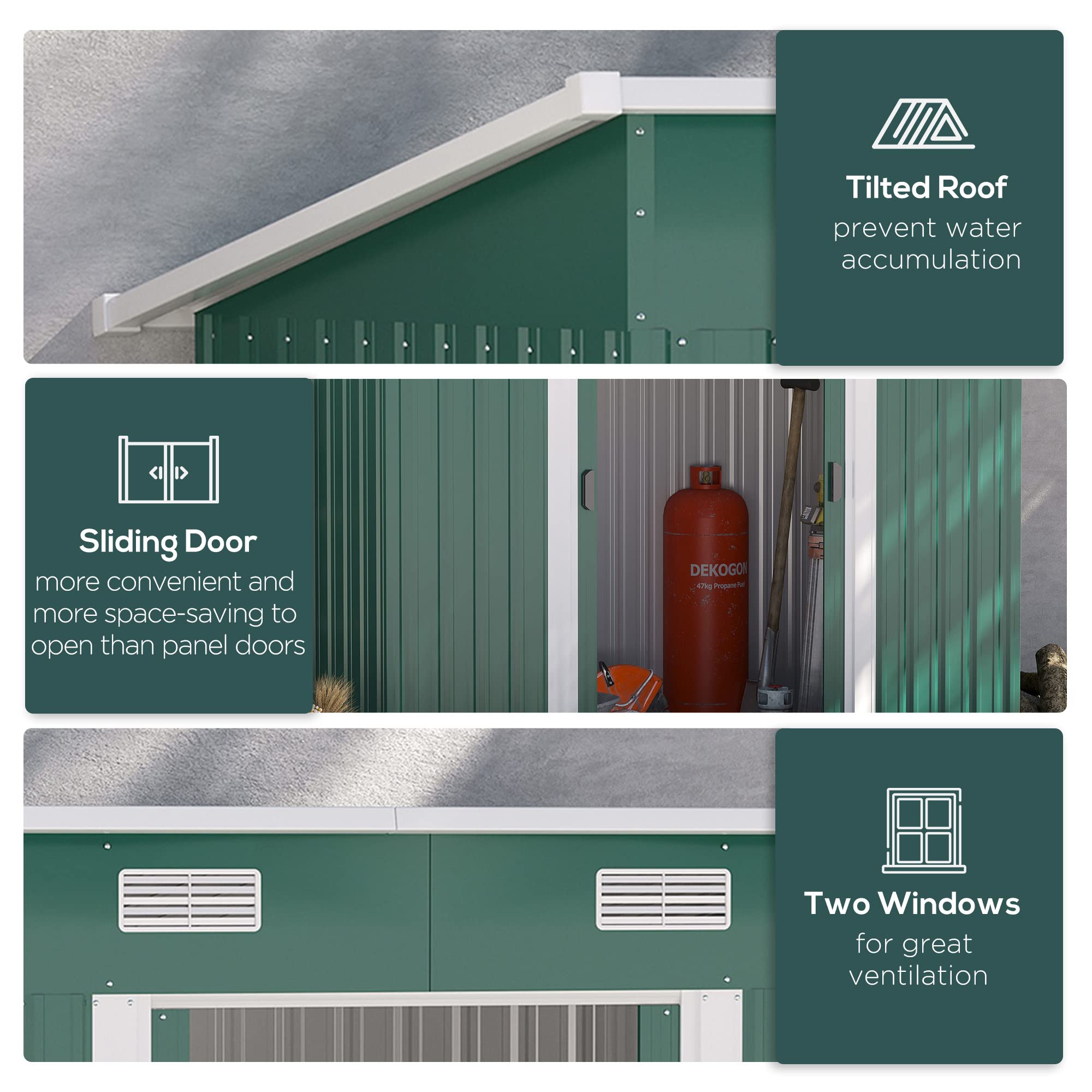 7'x 4' metal storage lockable shed tool storage unit, green