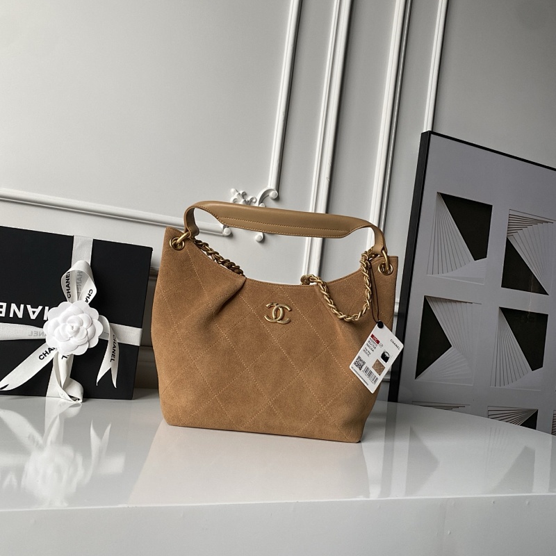 Chanel Suede Hobo Bag Camel