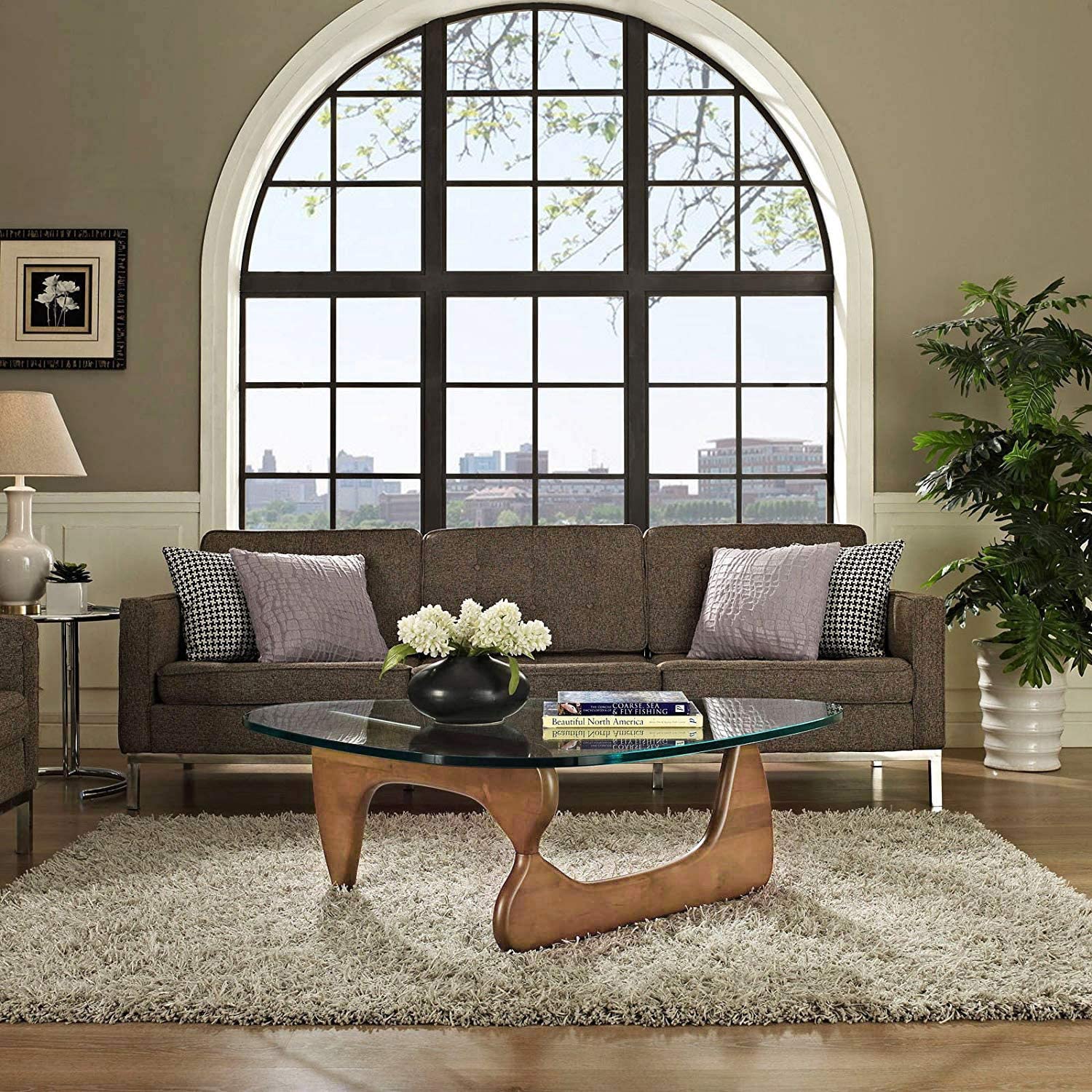 Noguchi Table Triangle Glass Coffee Table Vintage Glass End Table