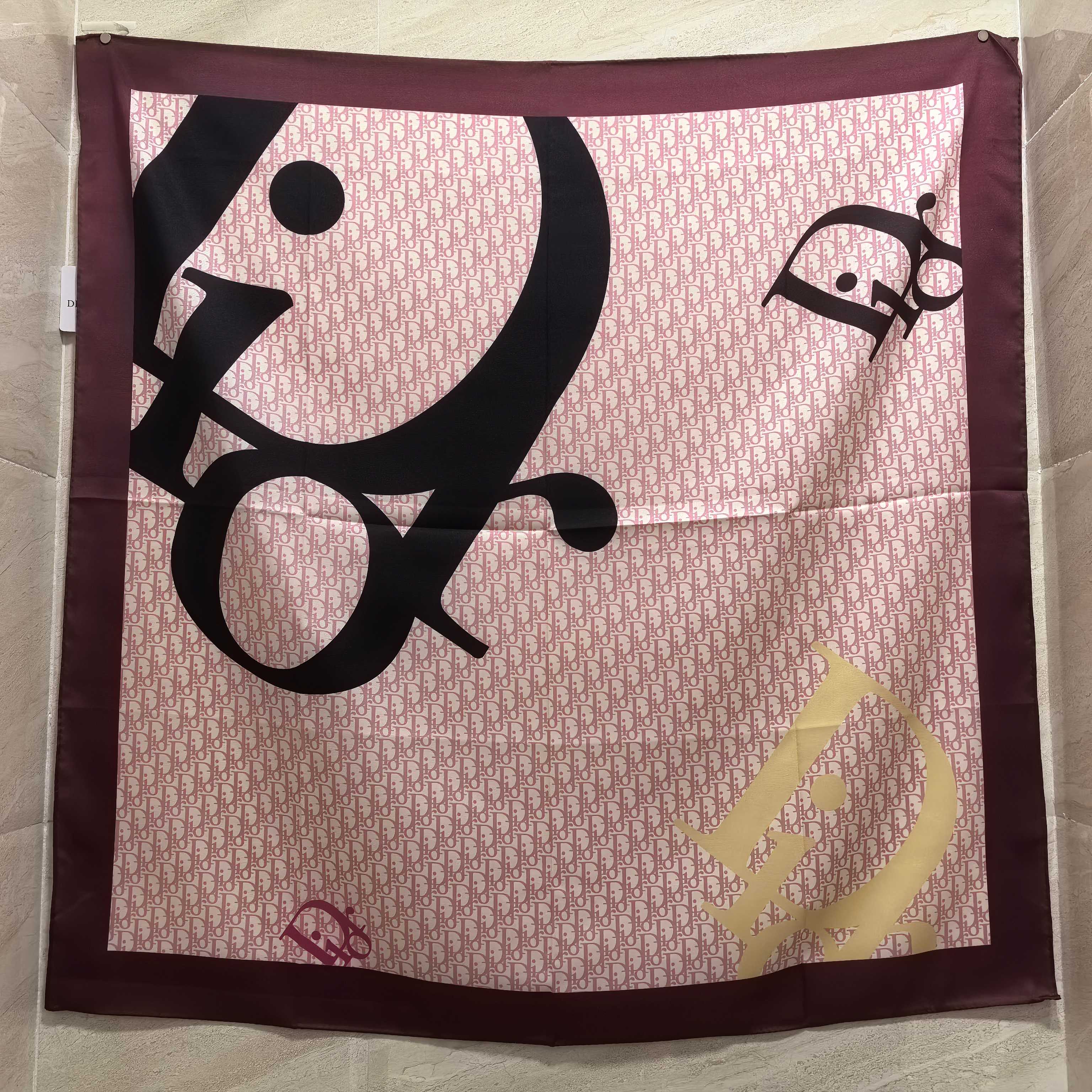 Dior Graphic Monogram Square Scarf Pink and Grey product images