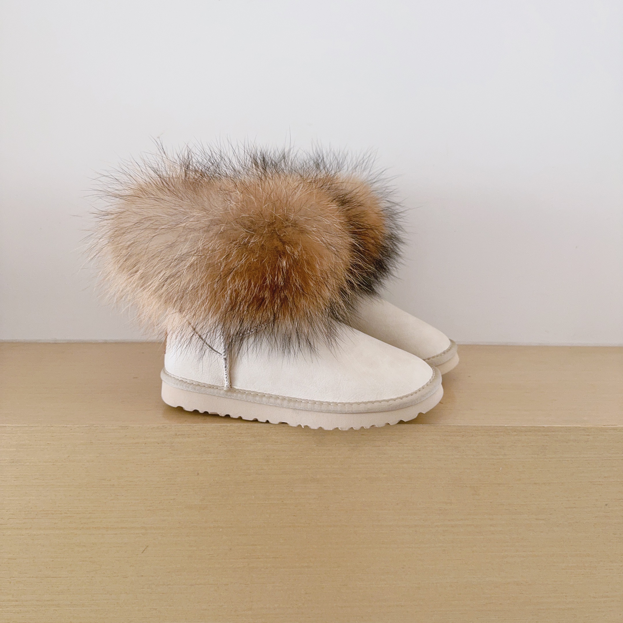 UGG Kids 5854 Genuine Fur Trim Low-Cut Boots