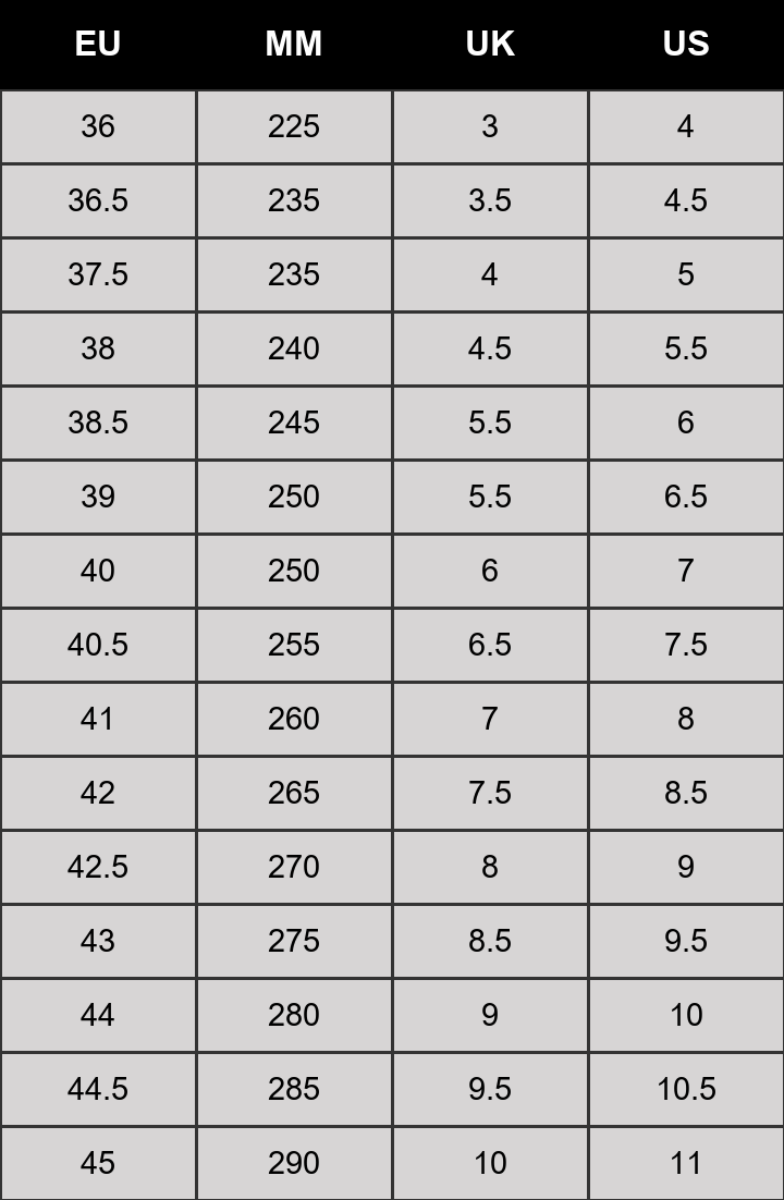 Air Max Phoenix Size Guide