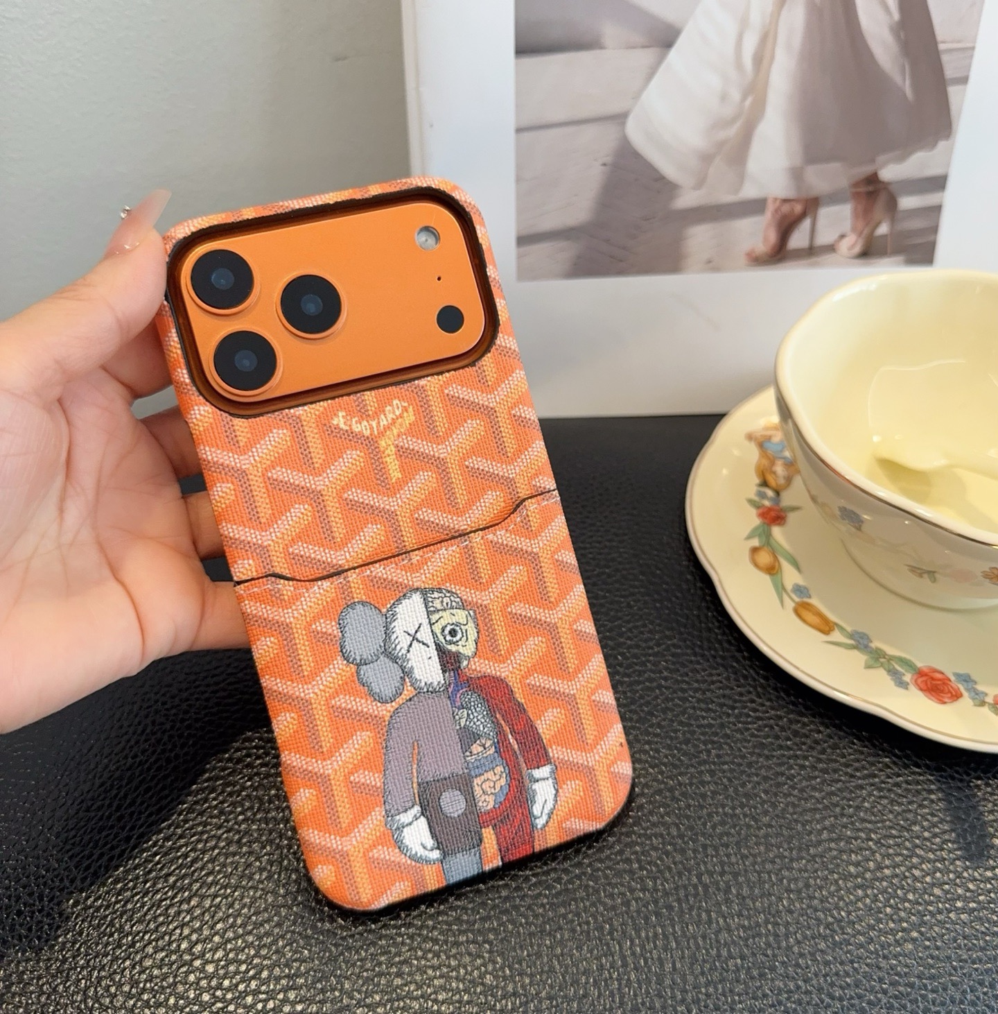 Goyard X KAWS Skeleton Collage Monogram Card Holder Luxury Phone Case