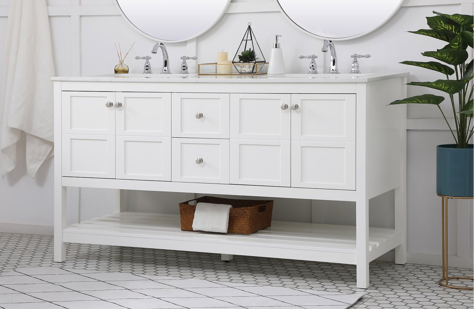 Biscayne 60" Double Bathroom Vanity Set