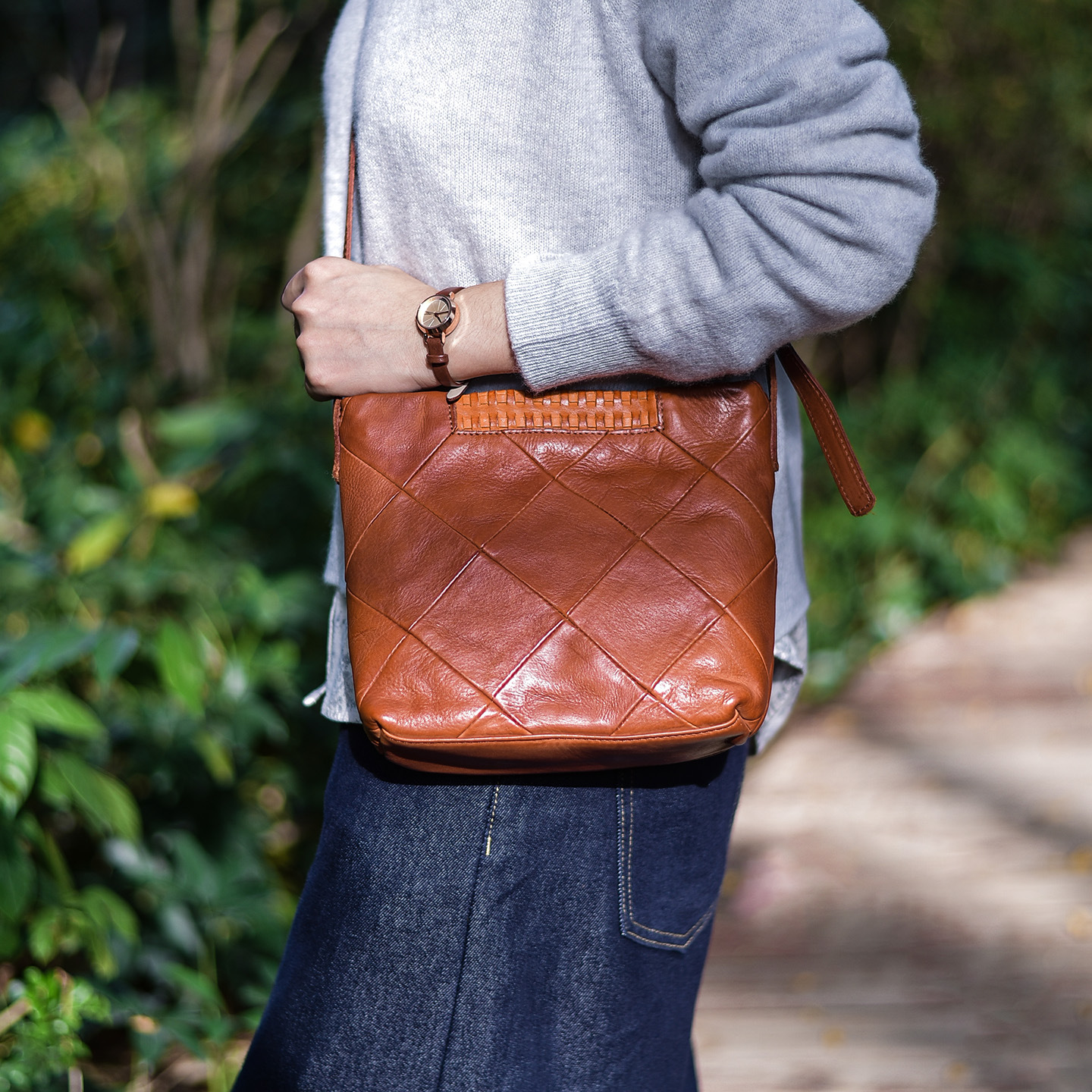 Handcrafted Quilted Leather Crossbody Bag