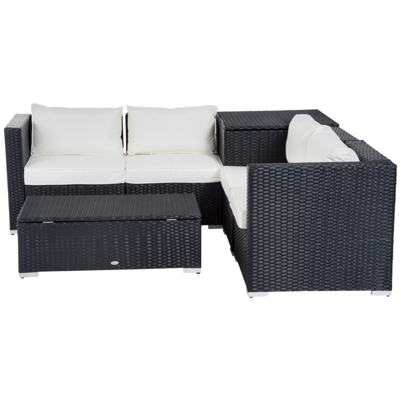 6pc Rattan Wicker Set Garden Sectional Furniture Storage