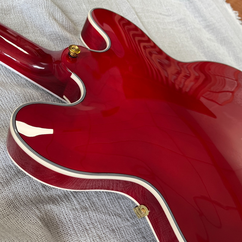 Electric Guitar ES 335 Red Semi Hollow Neck HH Pickups Gold Hardware