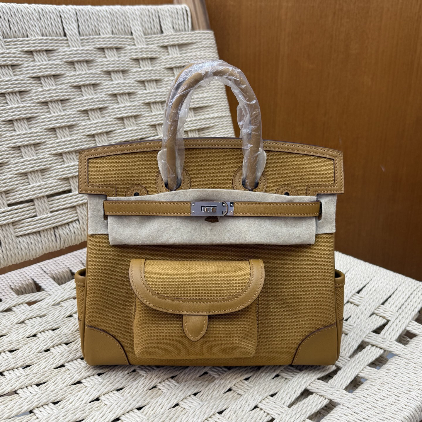 Hermès Birkin Cargo 25 Canvas Swift Leather Silver Hardware Handbag