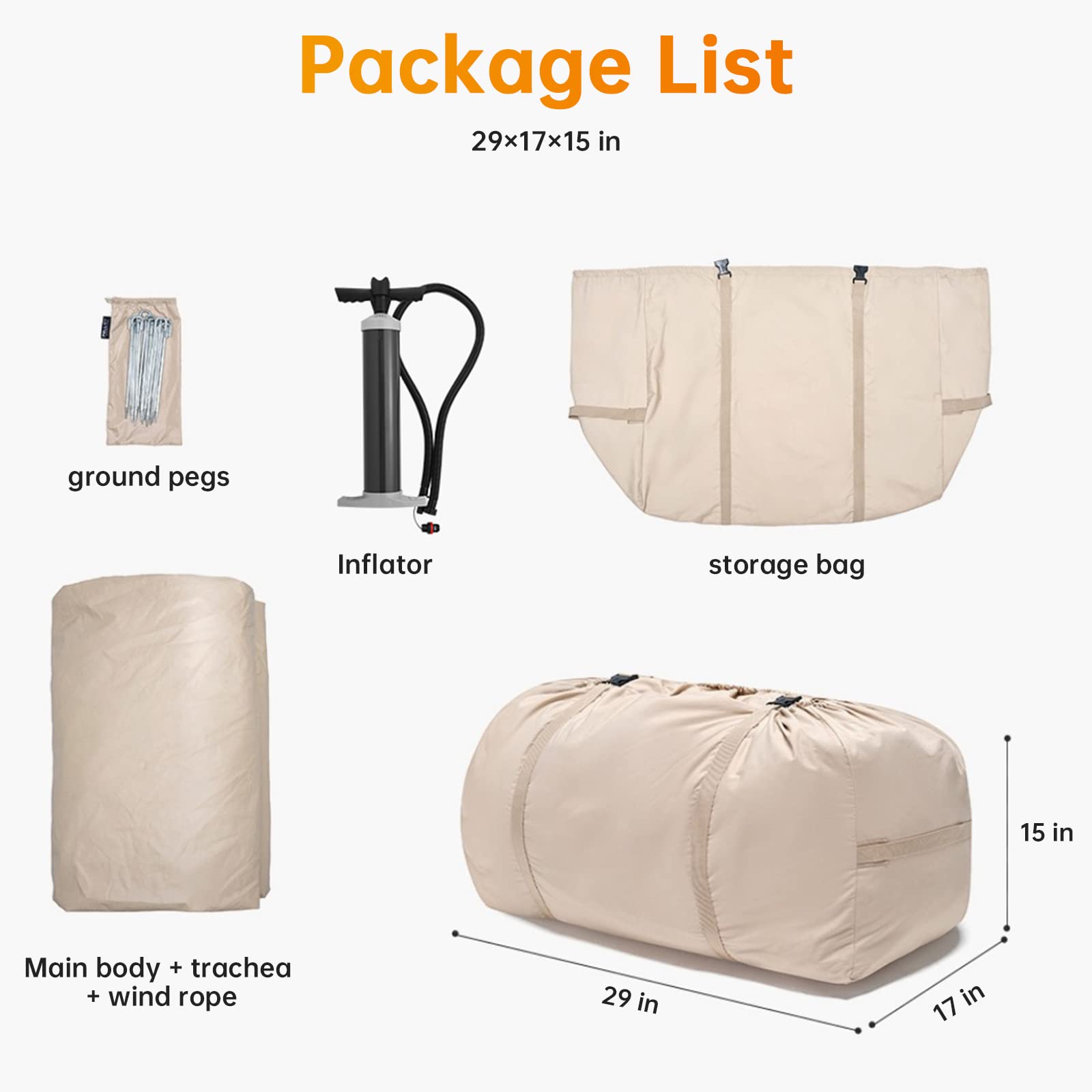 6.3m2 Inflatable Cotton Series Tent Portable Family People Travel