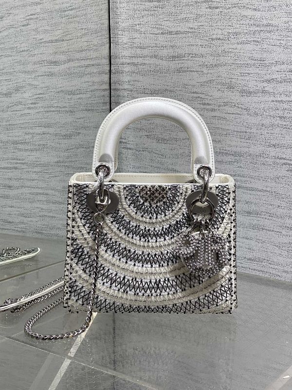 Lady D-Joy Bag Mini Silver Beaded