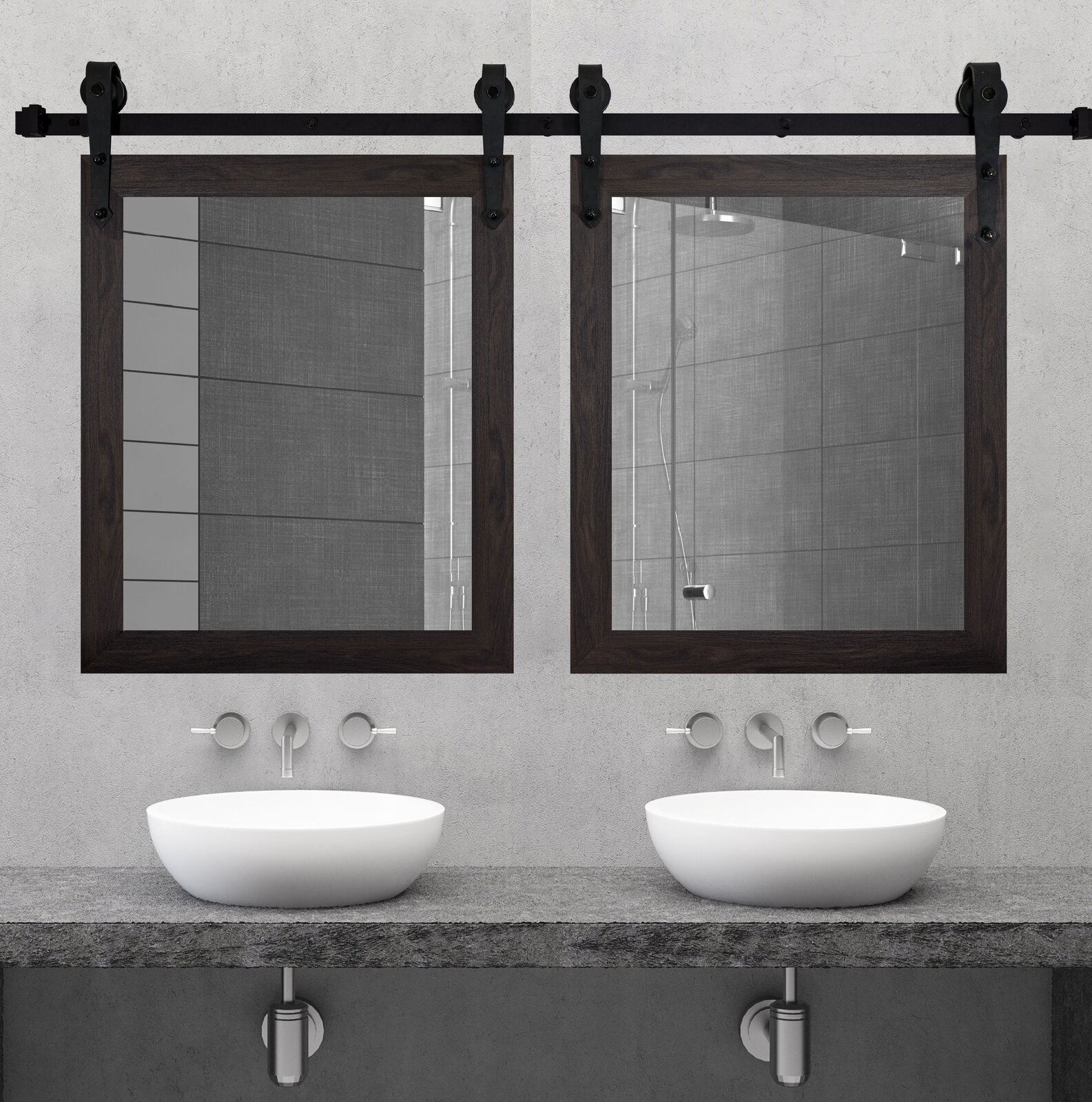 Herzberg Rectangle Wood Wall Mirror