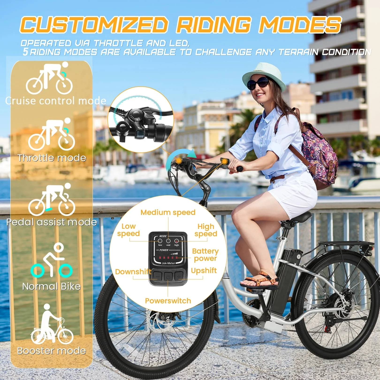 Gocio 26in Electric Hybrid Bike, 500W, 48V 7.8Ah