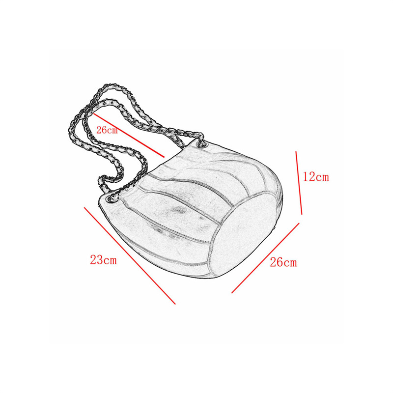Pleated Leather Chain Hobo