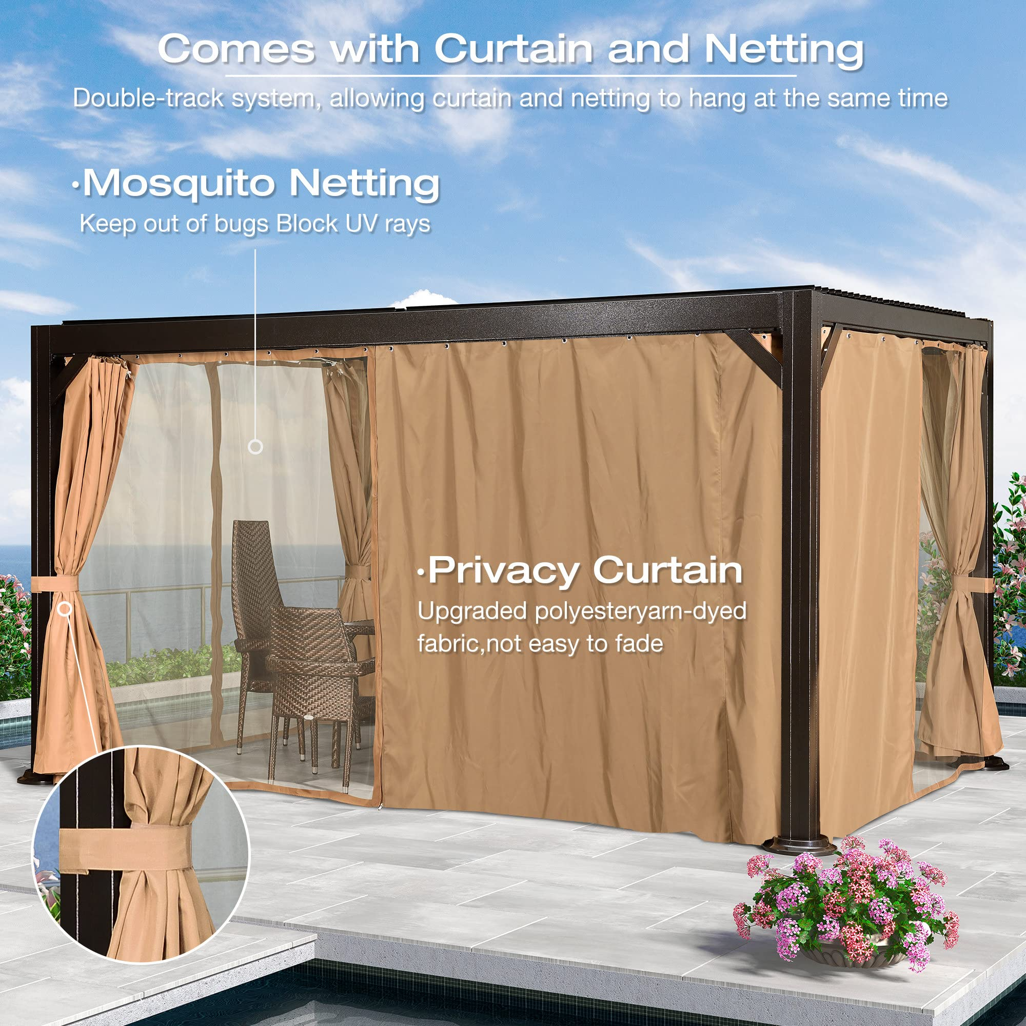 Outdoor Louvered Pergola 10'x13' Patio Hardtop Gazebo Sun Shade