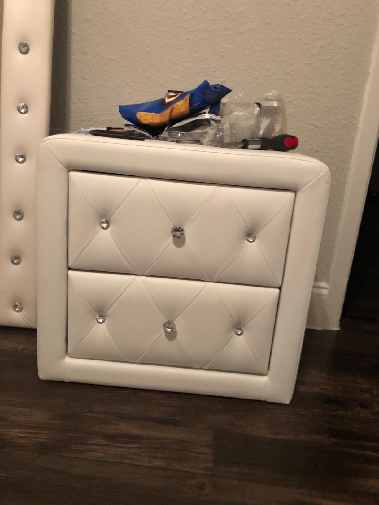 Stella Crystal Tufted Upholstered Modern Nightstand