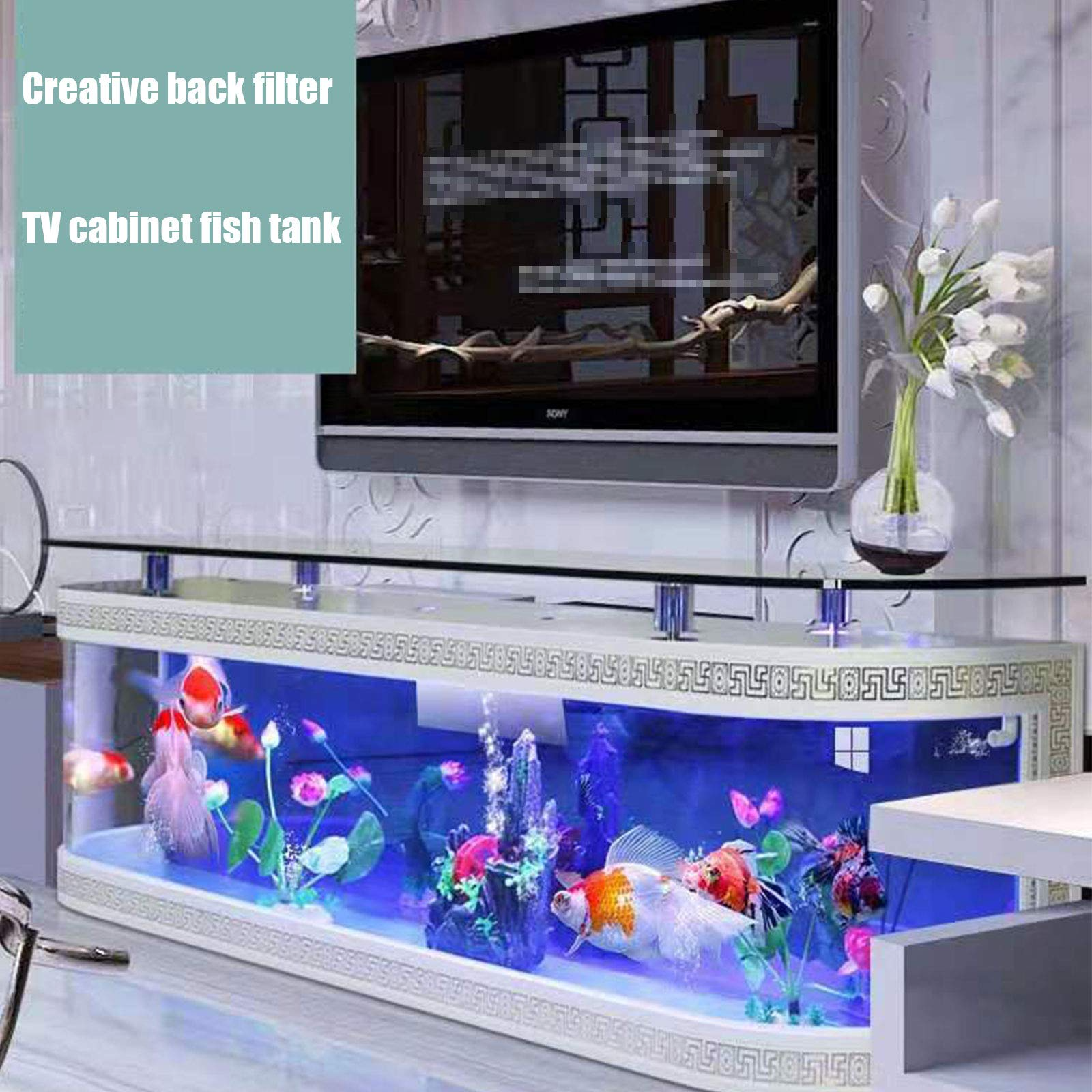 Living Room Background Wall TV Cabinet Ecological Fish Tank