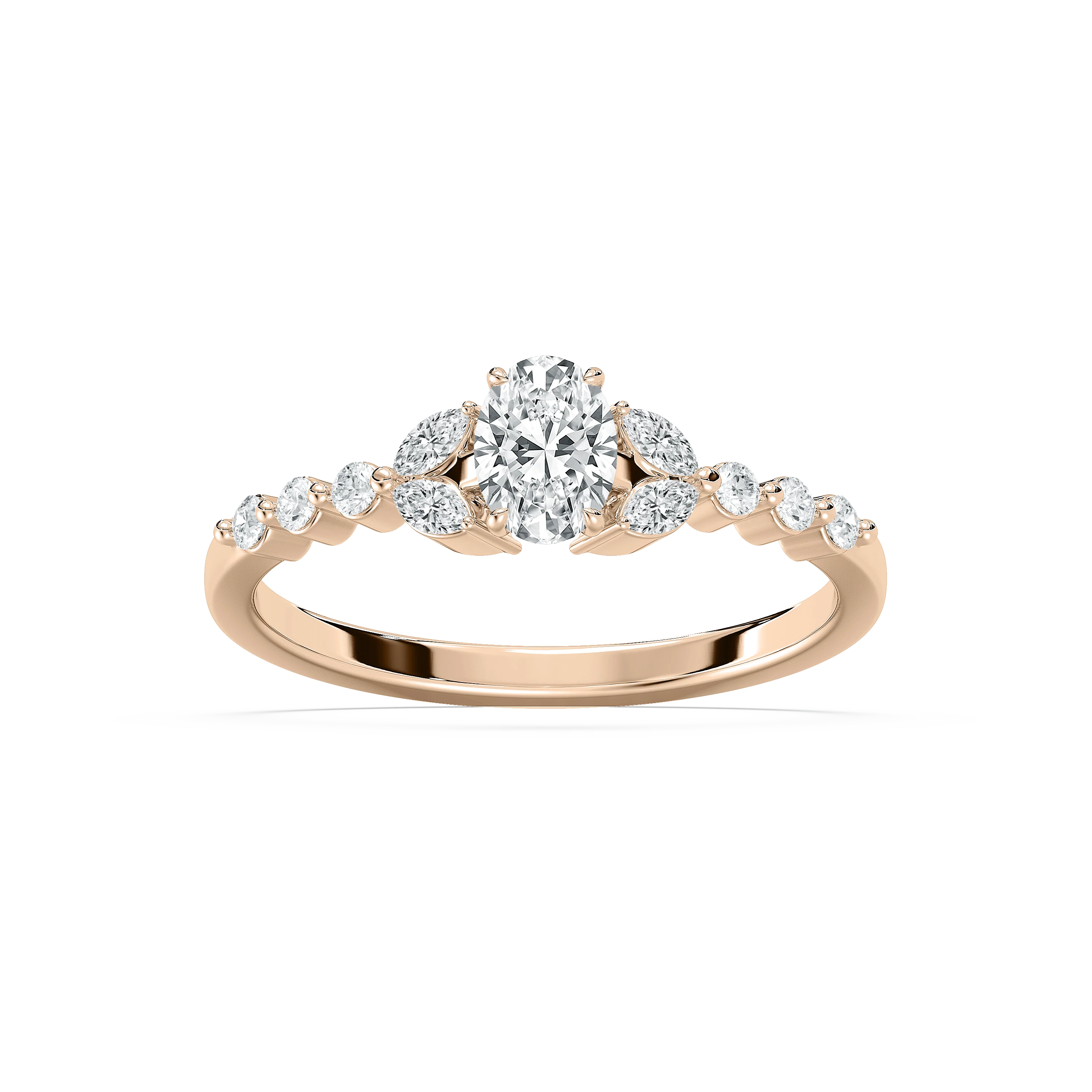 Oona 5/8 ctw Oval Lab Grown Diamond Petite Shared Prong Side Stone Promise Ring