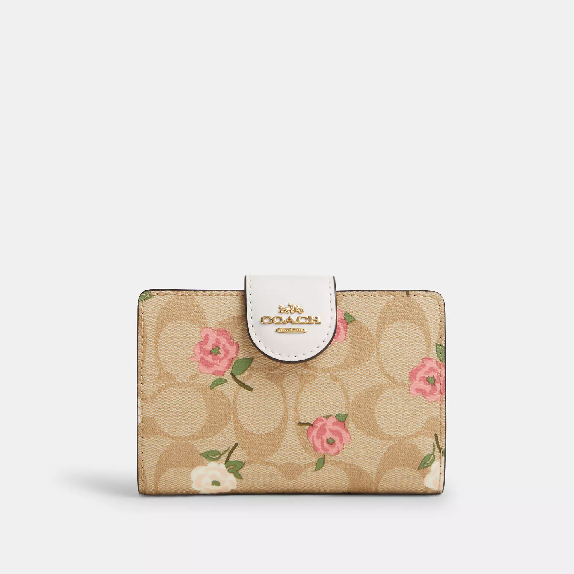 Outlet Medium Corner Zip Wallet In Signature Canvas With Floral Print