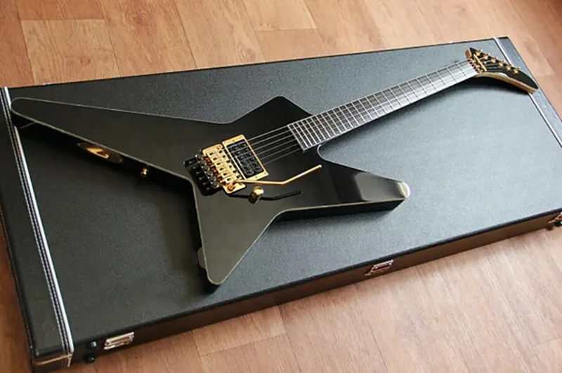 New Black Body Electric Guitar with Ebony Fingerboard and Gold Hardware