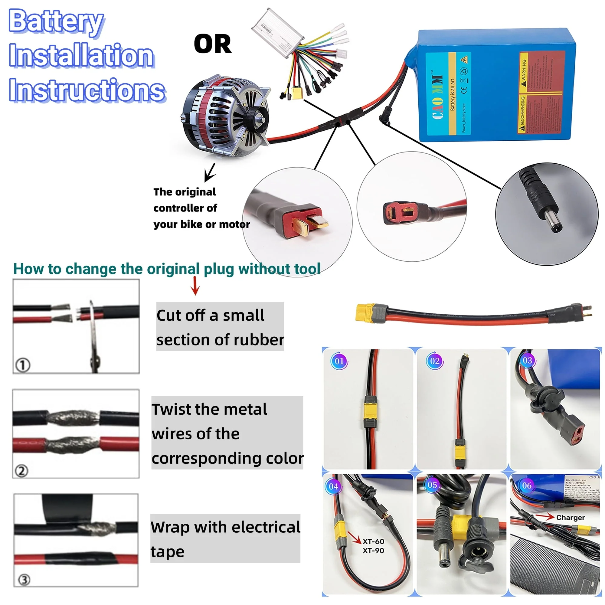 48V 10Ah Lithium E-Bike Battery, Battery Only