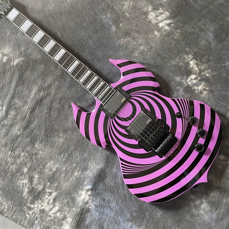 Purple Zakk Electric Guitar HH Pickups Floyd Rose Bridge Black Hardware