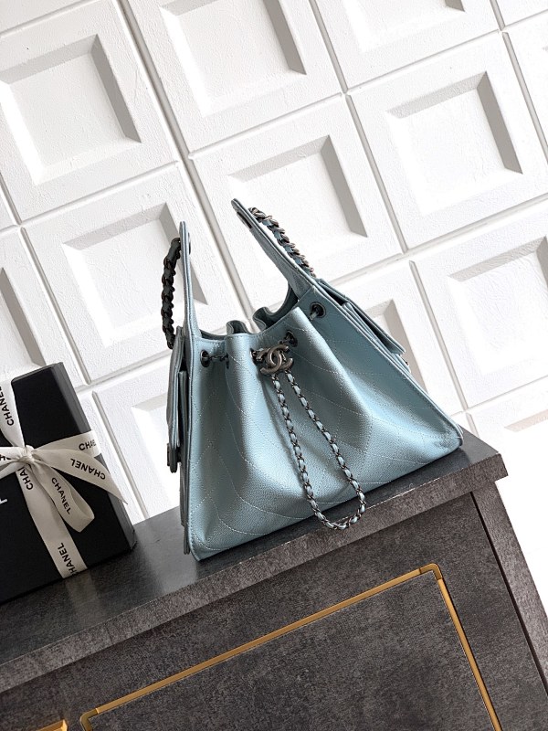 Chanel Mini Blue Suede Bucket Bag