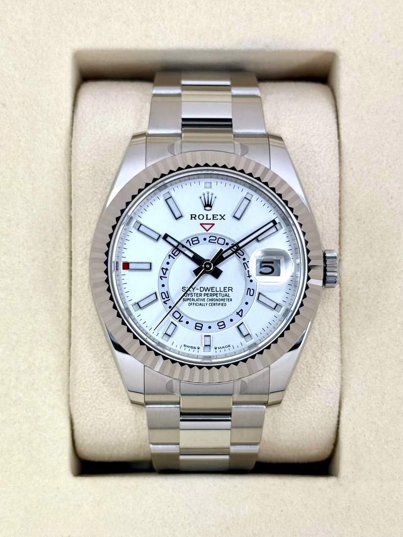 【Super Clone】RLX  Sky-Dweller 42mm Stainless Steel White Dial Oyster - 336934