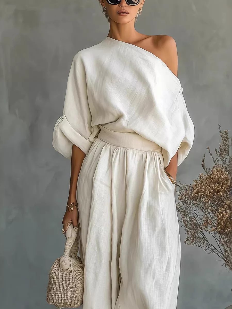 Solid color vacation two-piece set