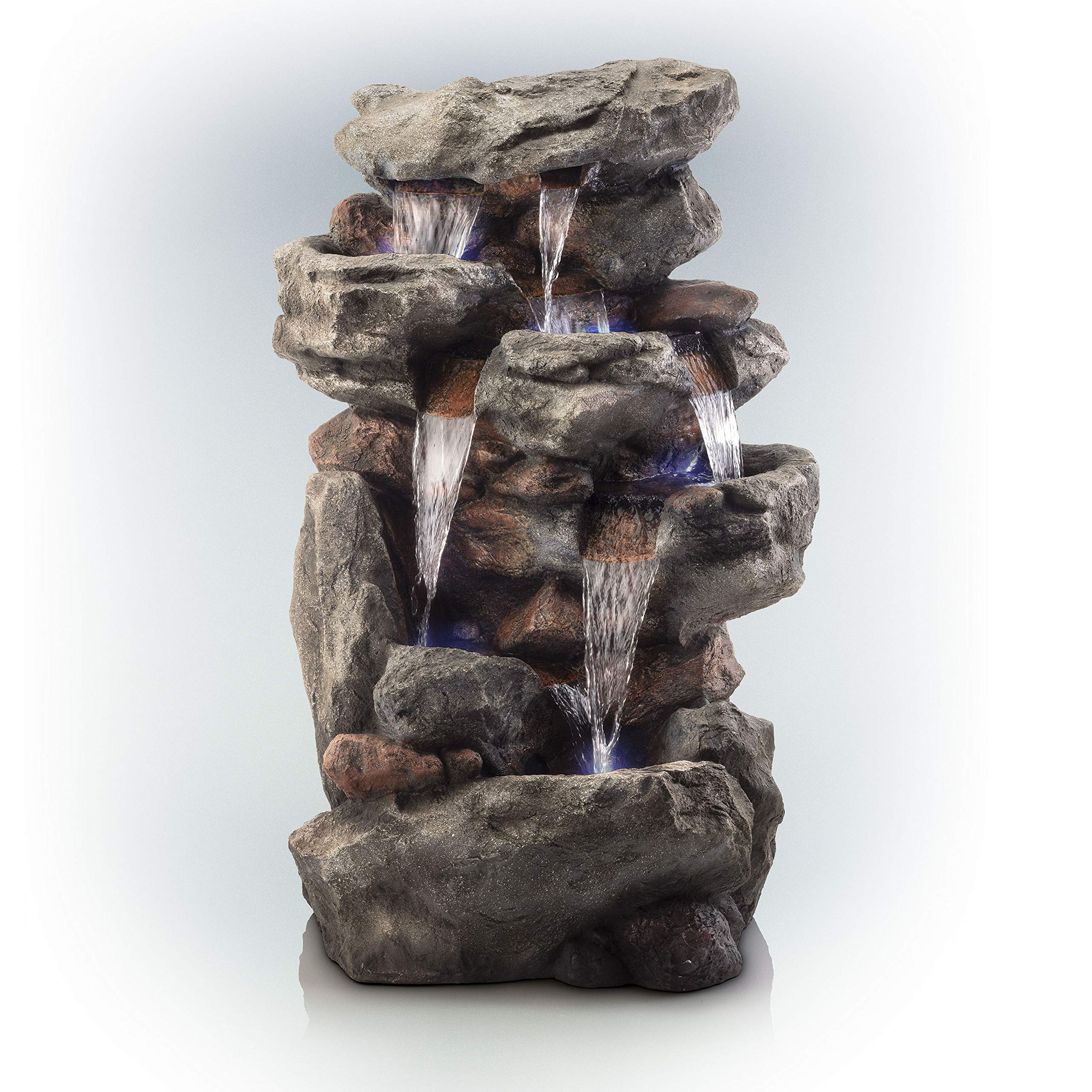 Rainforest Rock Tiered LED Lights Floor Fountain