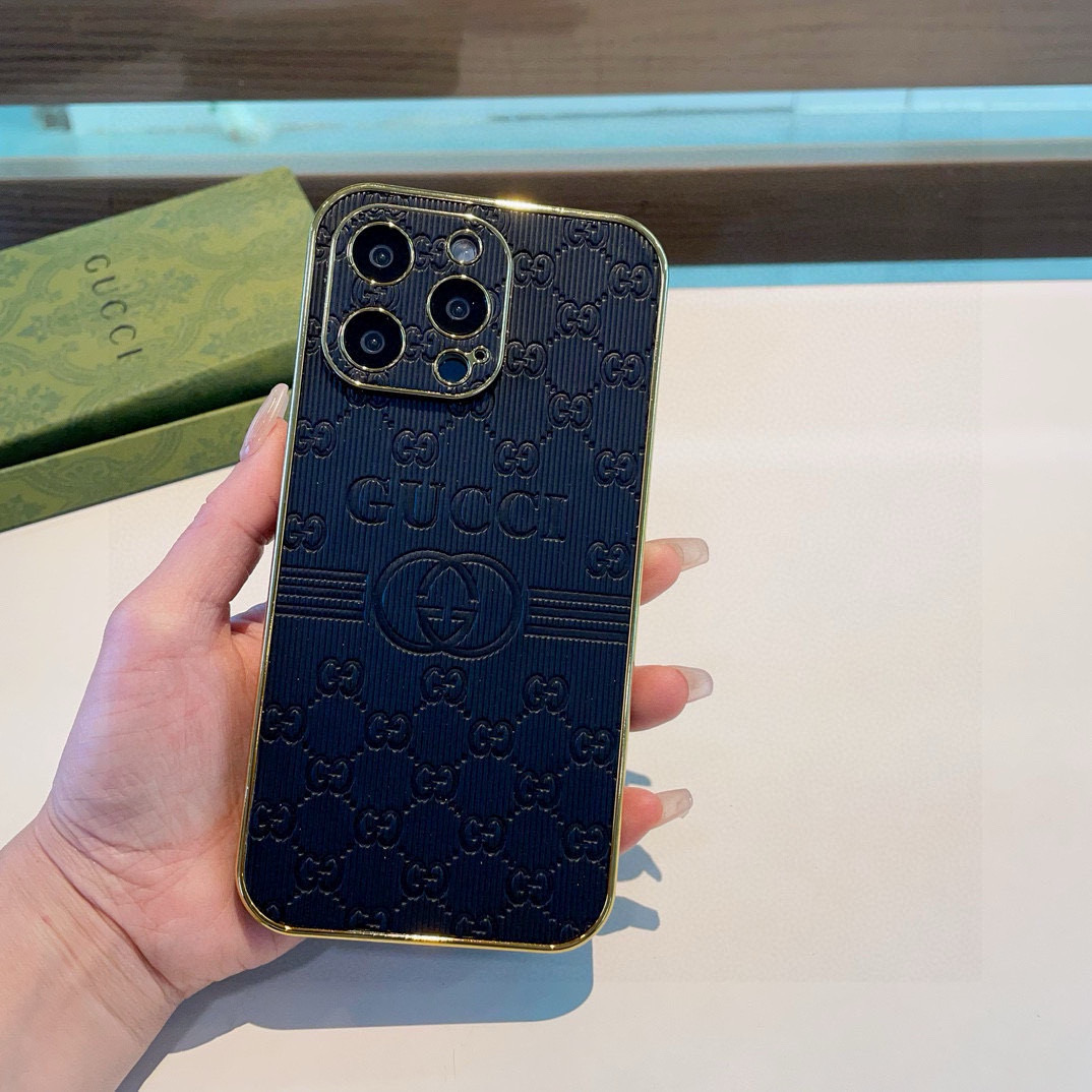 Gucci Electroplated Side Embossed Phone Case | Full Coverage Precision Cutout