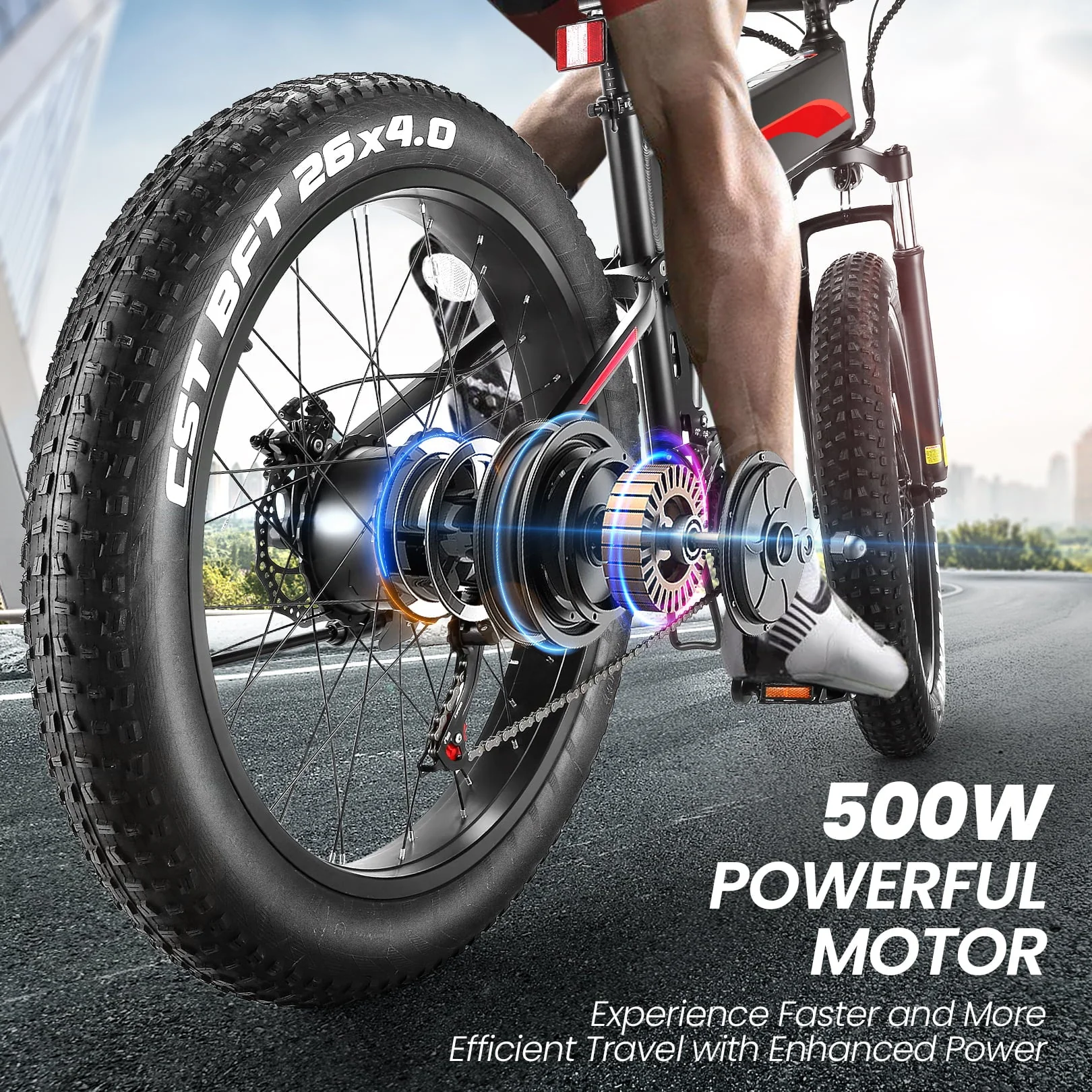Funcid 26in Folding Fat Tire Electric Bike, 500W, 48V 10Ah
