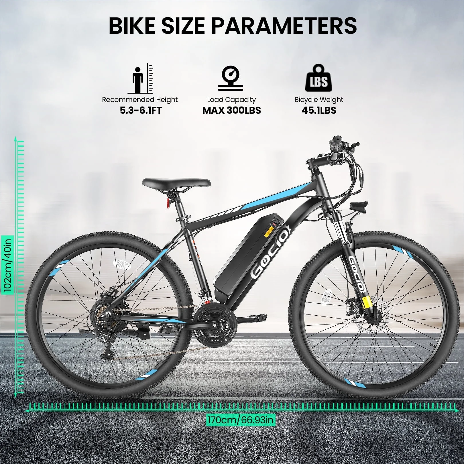 Gocio 26in Electric Mountain Bike, 350W, 36V 374.4Wh