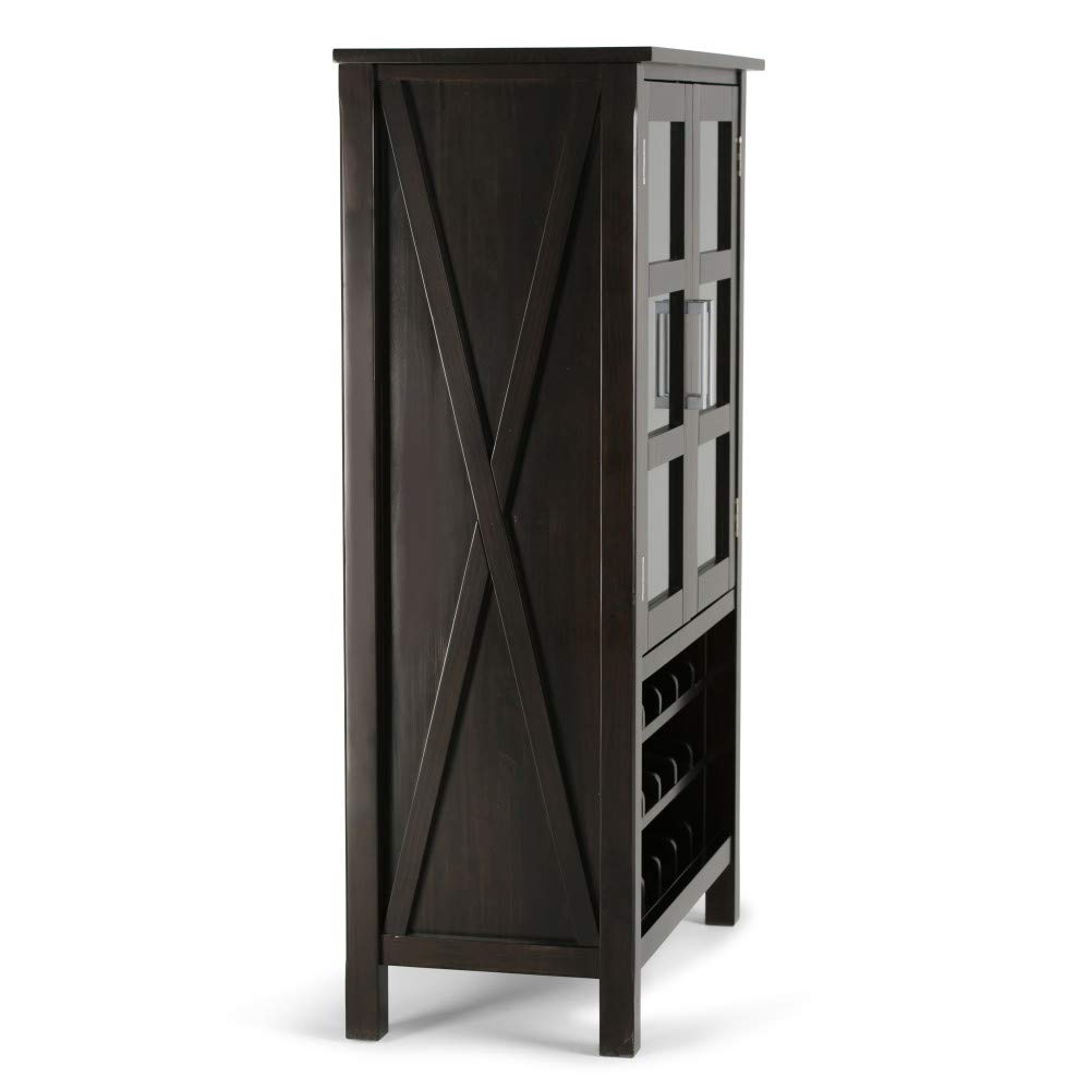 18-Bottle SOLID WOOD 32 inch Wide Contemporary High Storage