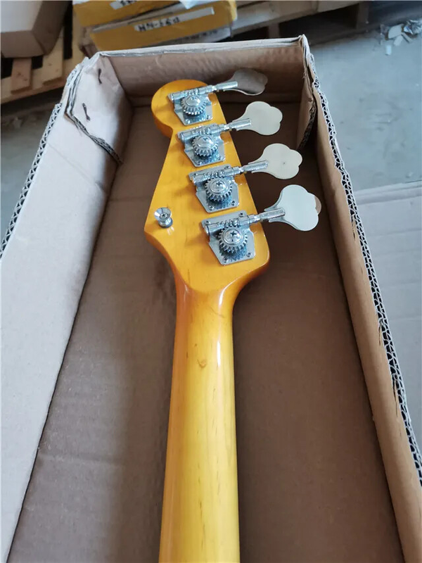 4 Strings Electric Bass Guitar with Flame Maple Veneer, Active Circuit