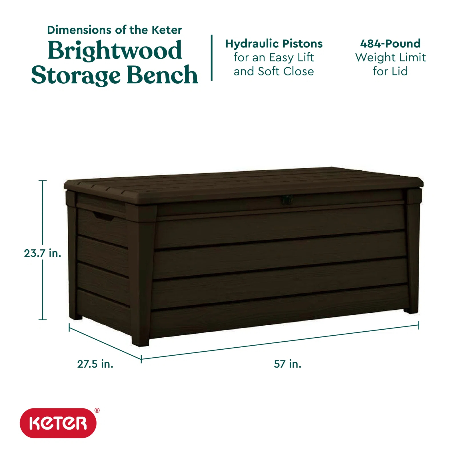 Keter Brightwood 120 Gallon Large Elegant Resin Water Resistant