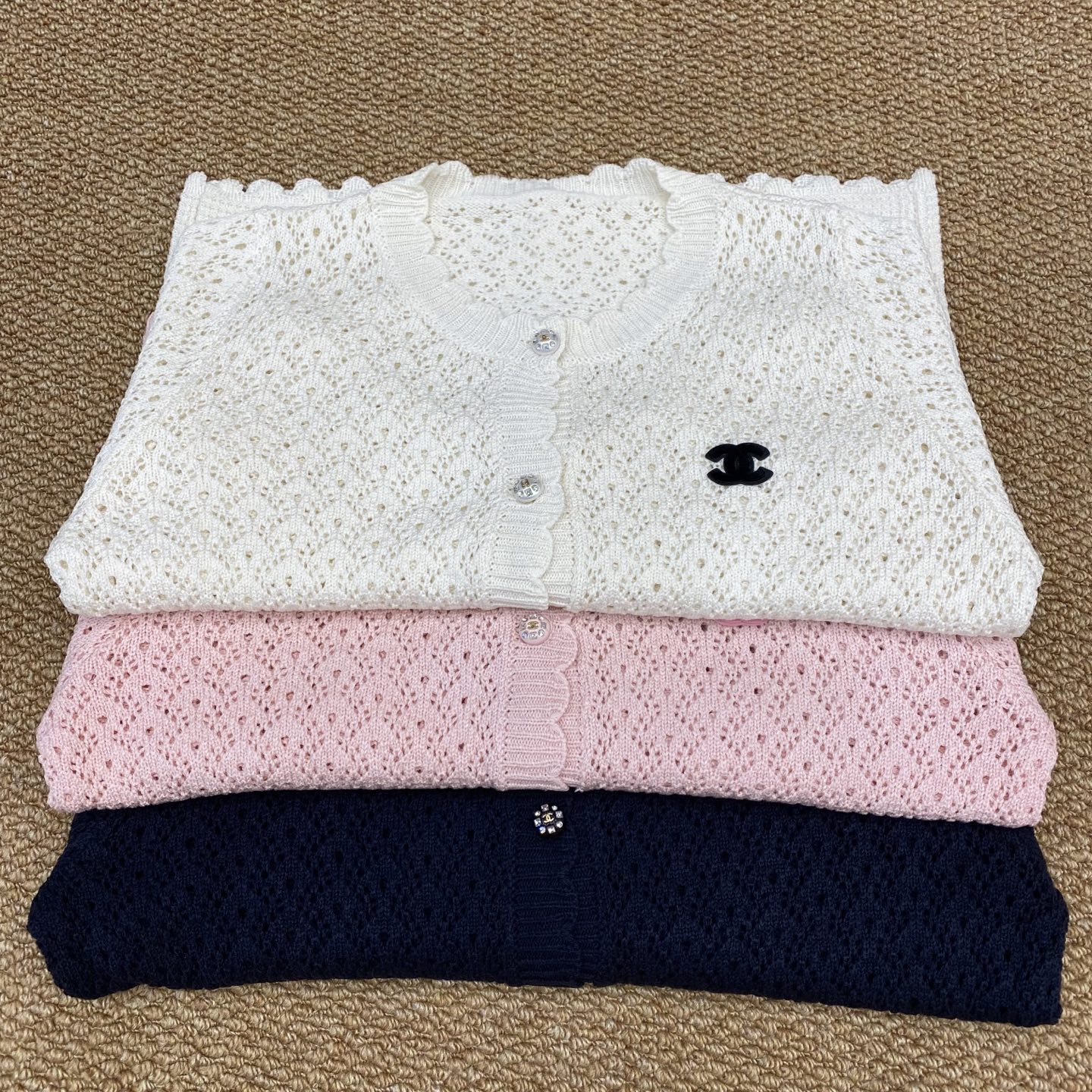 Chanel Round‑Neck Openwork Knit Cardigan
